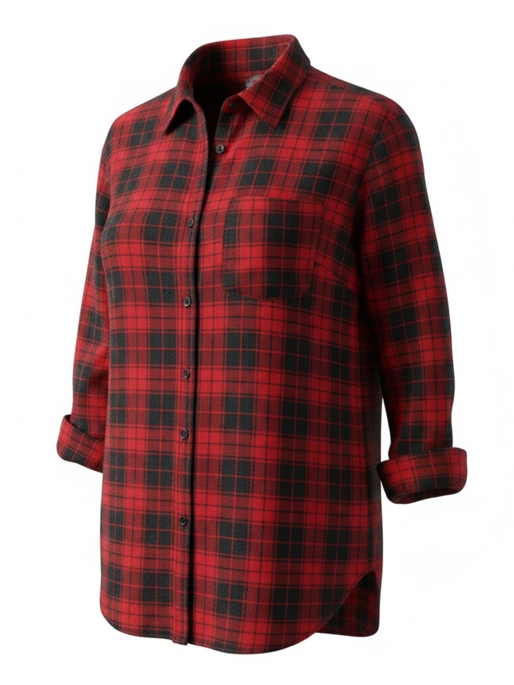 J. Jill Red and Black Plaid Casual Button-Down Flannel Shirt. Size MP